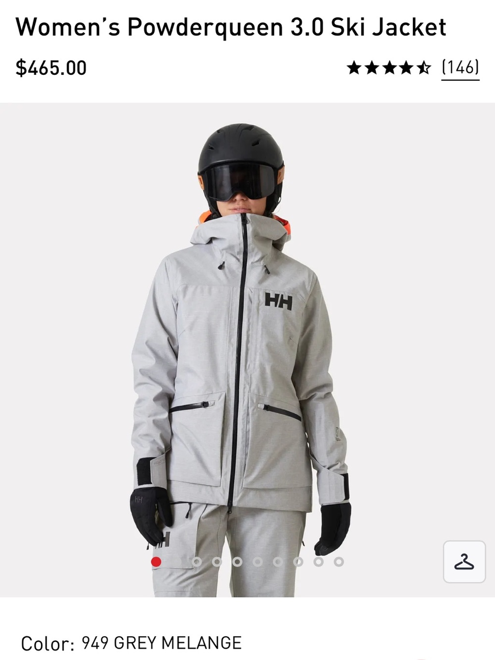 Helly Hansen Grey Melange Ski Jacket with Orange Trim